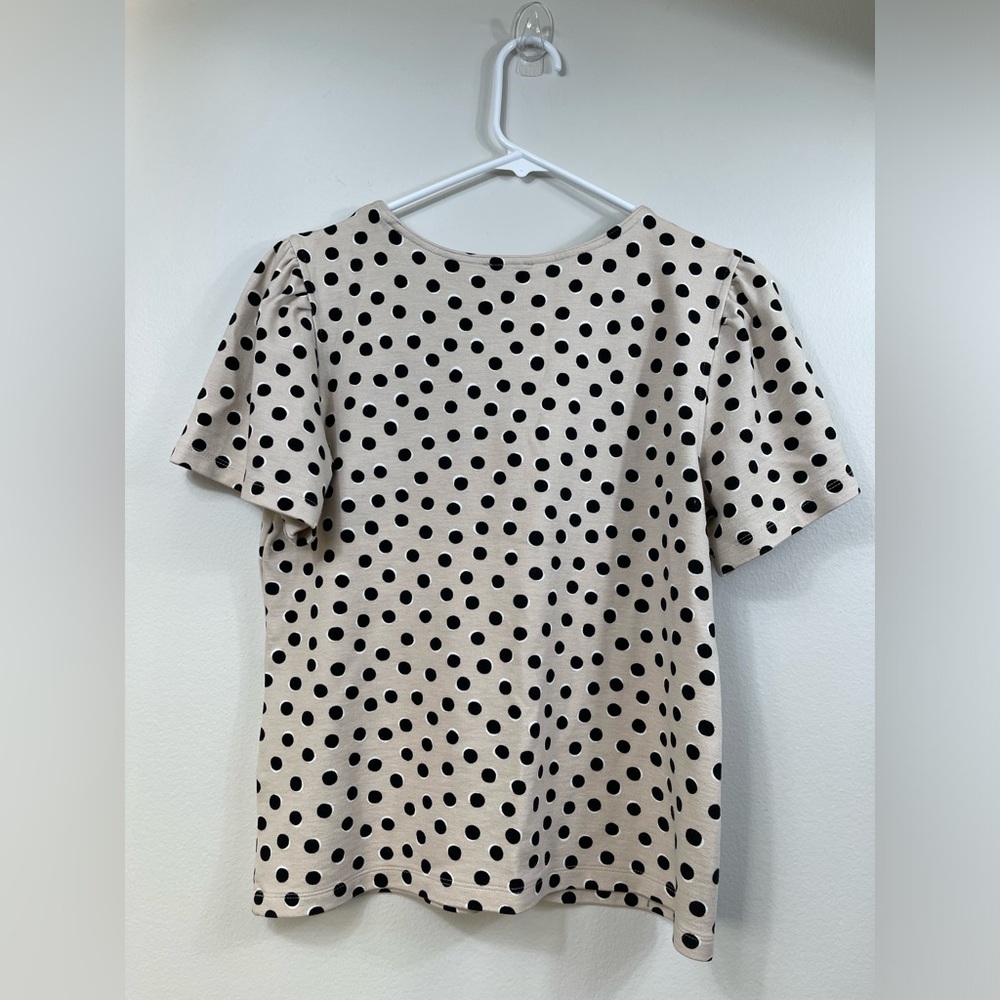 ANN TAYLOR Polka Dot Women's T-Shirt Beige and Black  Size S - Picture 7 of 12